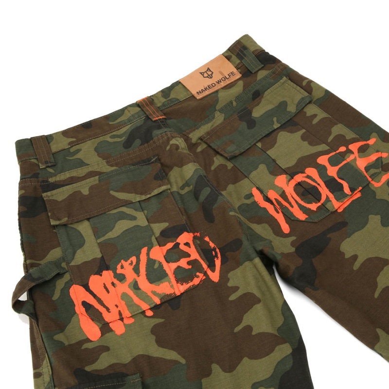 Pánské Kalhoty Naked Wolfe Baggy Pocket Cargo Logo Zelene Černé | FEY9885HA